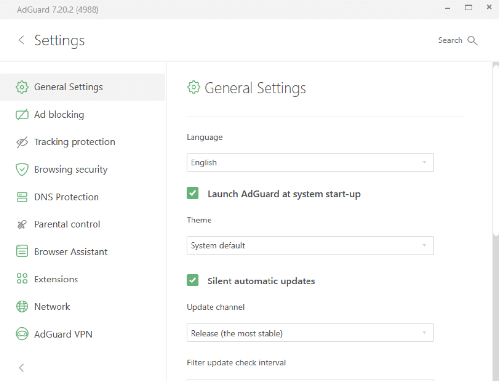 AdGuard Ad Blocker Settings ScreenShot