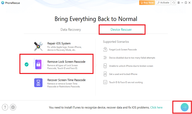 PhoneRescue Lock Screen Removal