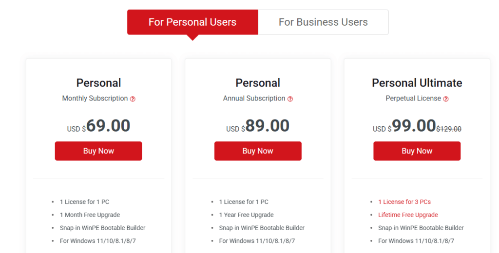 MiniTool Data Recovery Software Plans & Pricing