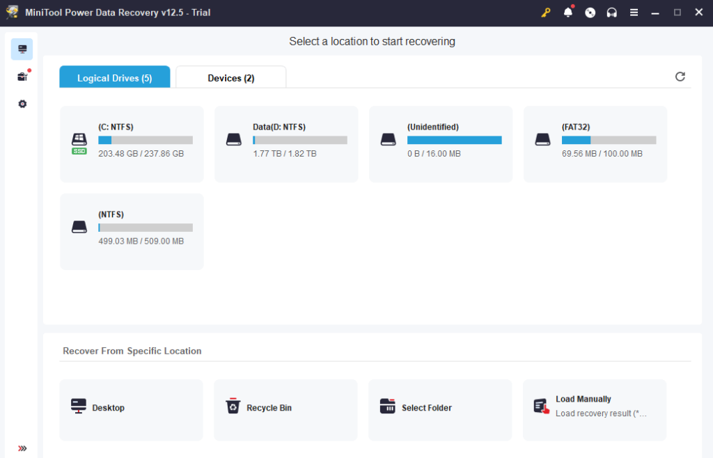 MiniTool Data Recovery Software 12.5 ScreenShot